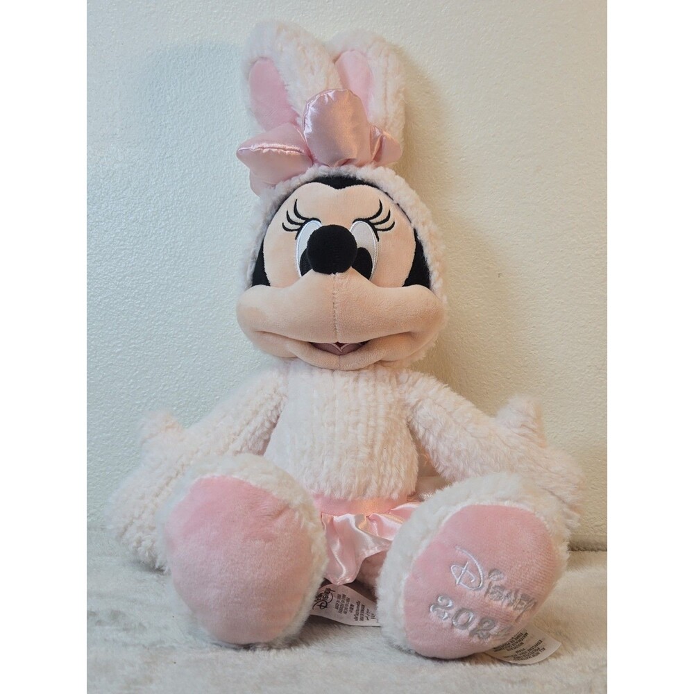 2024 Disney Parks Minnie Mouse Easter Bunny Soft Plush with Pink Skirt